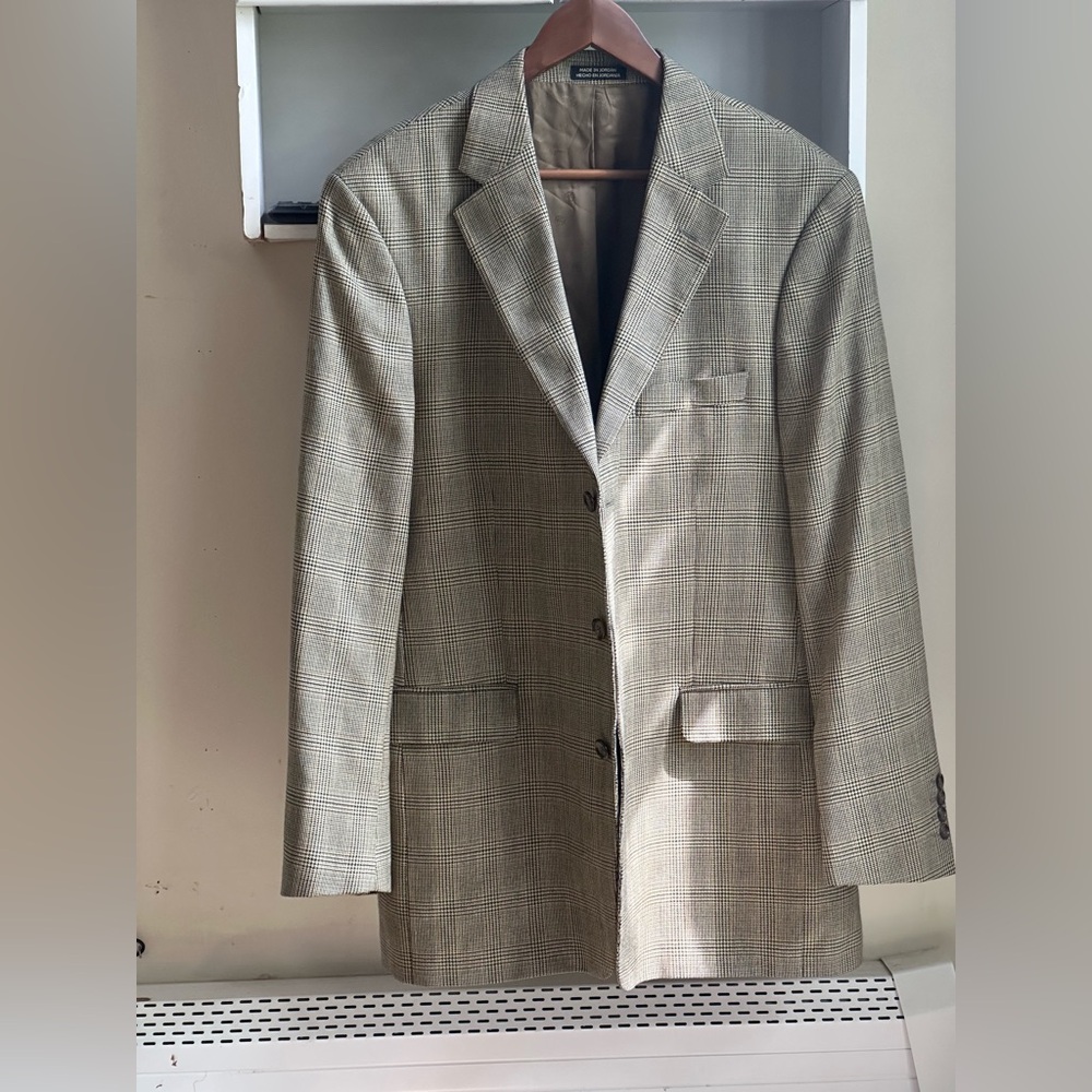 Hunt Club Classic Gray Plaid Check Men's Sports Coat Blazer Size 42L